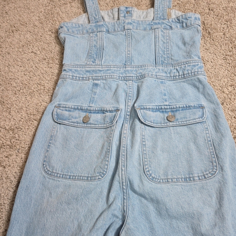 Madewell Denim Stitched Strap Jumpsuit Size 0 Light Wash - Picture 4 of 12